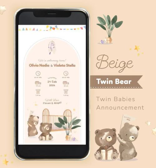 Baige Twin Announcement Bears