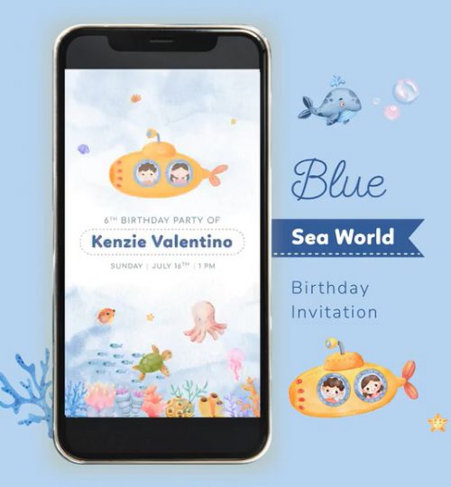 Ocean Blue Birthday Invitation Animated Video