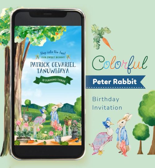 Peter Rabbit Birthday Invitation