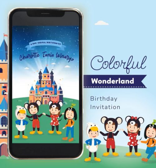 Colorful Wonderland Birthday Invitation Disney