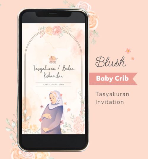 Pink Blush Baby Crib Tasyakuran Invitation Digital