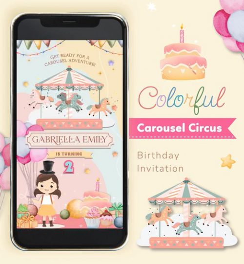 carousel birthday invitation kids