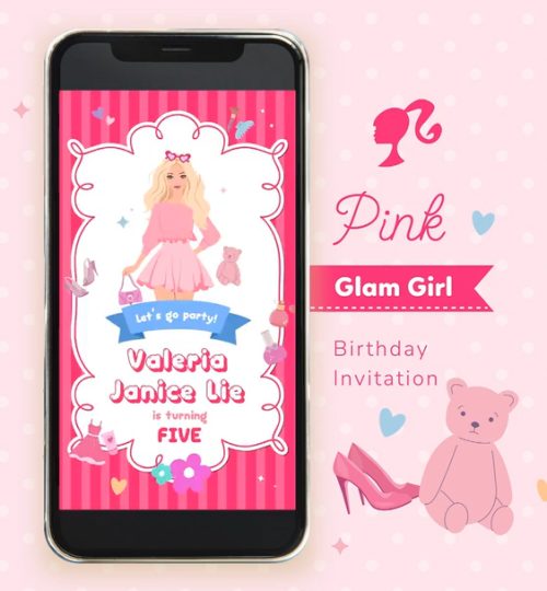 Barbie Birthday Invitation Pink