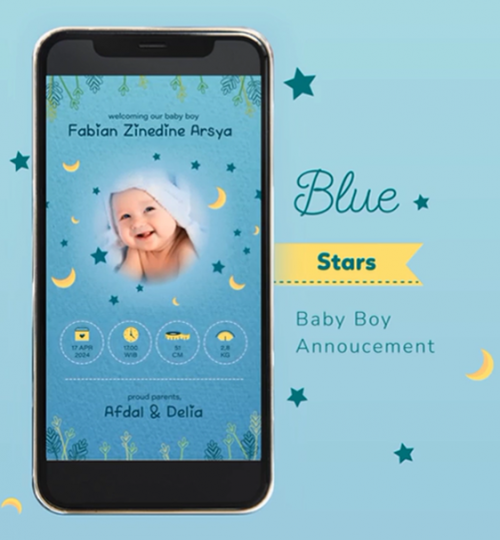 Digital Baby Boy Announcement